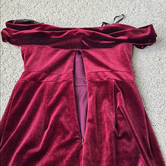 BHLDN Edison Burgundy Velvet Dress Off Shoulder Luxe Evening Formal SZ US 4 NWOT - Picture 15 of 16